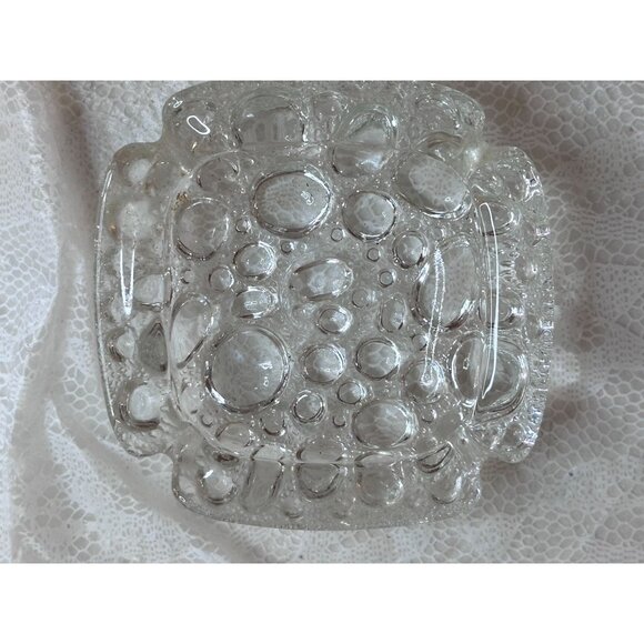 Libby Pebble Bubble Texture Art Glass Ashtray Cigarette Pipe MCM Set Of 2  4" - Picture 4 of 6